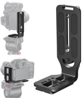Versatile DSLR L Bracket For Quick Portrait To Landscape Swaps With Quick Release Plate shown in CNC machined aluminum