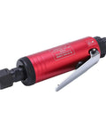 Pro Level High Speed Pneumatic Die Grinder With Adjustable Intake And 25000 RPM Air Motor in red, designed for metal polishing tasks.