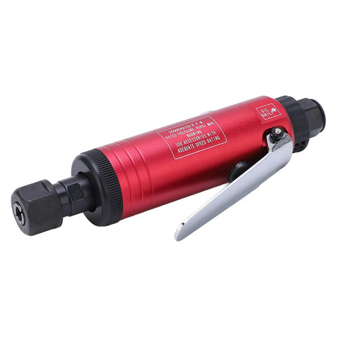 Pro Level High Speed Pneumatic Die Grinder With Adjustable Intake And 25000 RPM Air Motor in red, designed for metal polishing tasks.