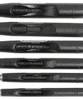 Six Piece Hollow Steel Punch Set From Three Sixteenths Inch To Half Inch With Roll Pouch Perfect For Leather Rubber Gasket Material