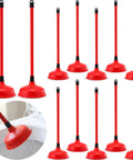 Tough As Nails Toilet Plungers 12 Pack Bulk 19 Inch Long Handle Suction Cup Plunger in bold red for stubborn clogs.
