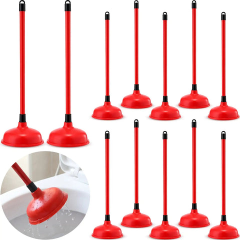 Tough As Nails Toilet Plungers 12 Pack Bulk 19 Inch Long Handle Suction Cup Plunger in bold red for stubborn clogs.
