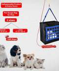 Pet Fire Escape Bag For Dogs And Cats Up To 55 Pounds With 50 Foot Rescue Rope Emergency Survival Kit, black bag with blue mesh and rope