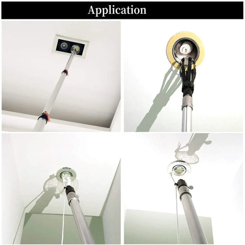 Application of 3 To 12 Foot Telescopic Light Bulb Changer Pole With Durable Metal Construction for reaching ceiling light fixtures