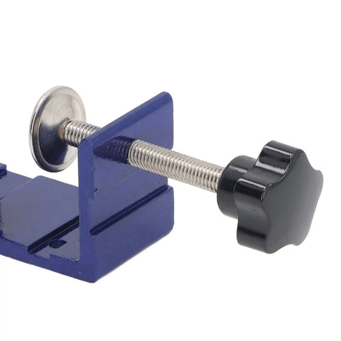 Side view of adjustable Pocket Hole Jig Kit for DIY carpentry, featuring aluminum alloy joint and concealed screw mechanism.