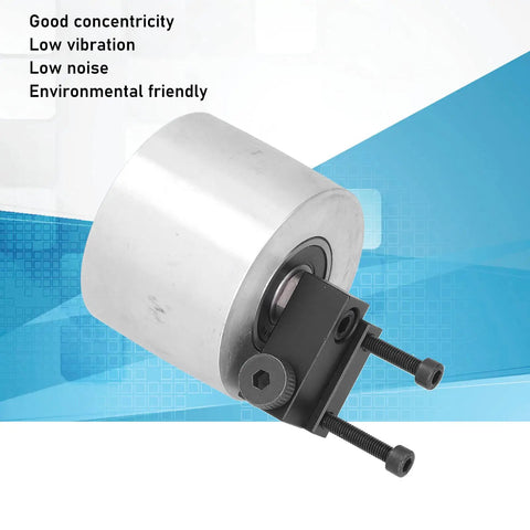 All Purpose Aluminum Alloy Belt Grinder Tracking Wheel Built Tough For Heavy Duty Woodworking And Pipe Polishing Smoothly Handles Curved Shapes Without Breaking A Sweat, 50mm thick aluminum wheel.