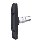 V Brake Pads 70mm Set With Hex Nuts And Spacers For Bicycle, single black brake pad showing side profile and mounting hardware