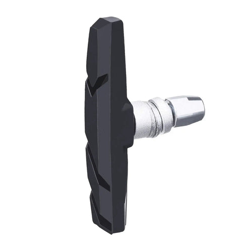 V Brake Pads 70mm Set With Hex Nuts And Spacers For Bicycle, single black brake pad showing side profile and mounting hardware