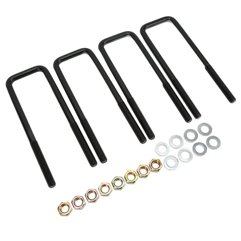 Heavy Duty Square U Bolts Kit For Rear Axle Leaf Springs 10 Inch Steel U Bolts With Nuts And Gaskets Replacement Suspension Repair For 1500 Trucks Built Tough For Quick Bolt On Install And Long Lasting Performance, 4 steel U-bolts with nuts and gaskets