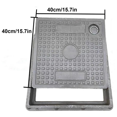 Durable Resin Sewer Manhole Cover And Frame With Easy Lift Handle For Garden Yard And Lawn Weather Resistant Plastic