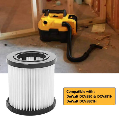 Replacement Filter Two Pack for DeWalt DCV580 And DCV581H Wet Dry Vac Washable And Reusable Fits DCV5801H Durable Polypropylene