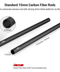 Hella Lightweight 15mm Carbon Fiber Camera Support Rods 12 Inches showing two rods with smooth matte finish and thick walls for durability.