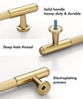 Champagne Bronze Cabinet Pulls 10 Pack 5 Inch Center To Center 6.6 Inch Overall Length featuring solid handles and deep hole thread