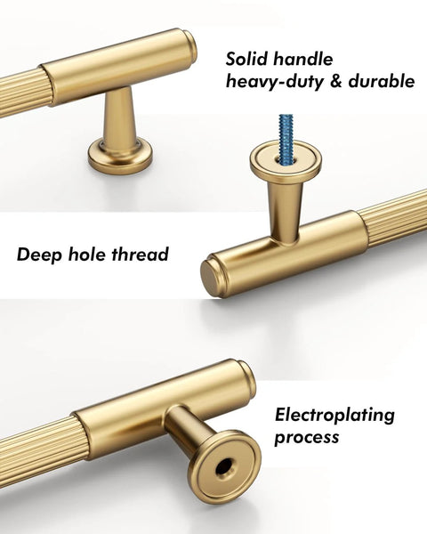 Champagne Bronze Cabinet Pulls 10 Pack 5 Inch Center To Center 6.6 Inch Overall Length featuring solid handles and deep hole thread