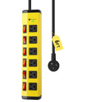 Dope Heavy Duty Surge Protector With Individual Switches And Wide Spaced 6 Outlets 6 Foot Cord 15 Amp Power Strip For Home Office And Gaming Setup Energy Saver By Turning Off Specific Devices, yellow