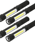 Four LED Work Light With Magnetic Tail Base And Clip, Multi Function Pocket Pen Light, Inspection Handheld Flashlight, 4 Pack