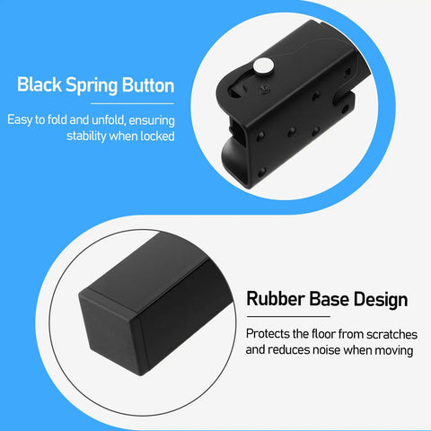 Black spring button for 14 Inch Folding Table Legs 4 Pack Heavy Duty Metal Furniture Legs with locking hinges and rubber base.