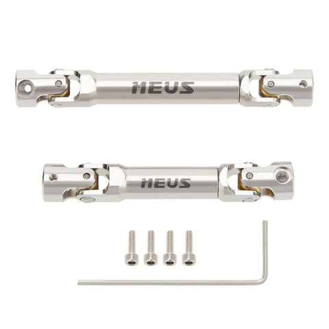 Tough Cnc Machined Center Driveshaft Kit For Axial Scx24 C10 Bronco Jeep Wrangler with adjustable U joint and silver finish.