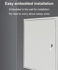 Waterproof Outdoor Electrical Box Enclosure With Recessed In Wall Outlet And Cable Management Hidden Wiring Cabinet Lockable Junction Box For Home And Commercial Use Built To Take On Tough Weather And Rust Resistant Galvanized Steel, white recessed wall door