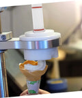 Soft Serve Ice Cream Machine Lever Replacement Part For Dispenser Portable Handle With Accurate Fit Ice Cream Maker Valve Stem Replacement Grip For Home Or Shop Use Easy Install, shown dispensing ice cream into a cone