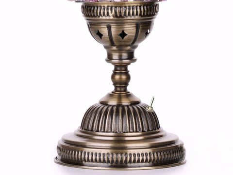 Base of Blue Mosaic Battery-Operated Table Lamp With Handcrafted Stained Glass, Turkish Moroccan style, no plug needed.