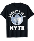 Black tee with 'Gravity is a myth' slogan and paraglider graphic, Powered Paramotor Gear Tee for Paragliding Lovers and Paraglider Enthusiasts