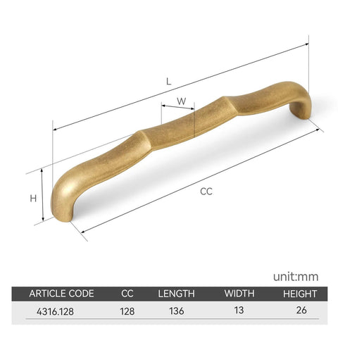 Solid Brass Cabinet Pulls 5 Pack, 5 Inch Hole Center Drawer Handles, hardware dimensions with length, width, and height.