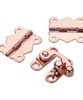 Rose Gold Hasp Lock Set Three Pcs For Jewelry Boxes And Chests Wooden Box Buckle Latch Hinges DIY Furniture Hardware