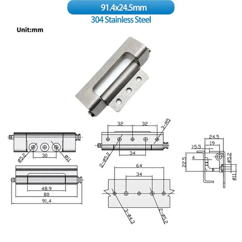 Foldable Thick Hinge Made From 304 Stainless Steel For Heavy Duty Machinery Equipment Load Bearing Hinge Accessory