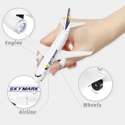 1/400 Skymark Plastic Airplane Model Diecast Replica For Collectors And Display showcasing details like engine, wheels, and airline logo