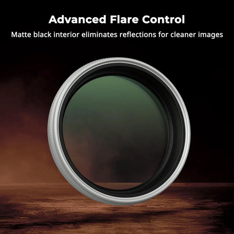 Close-up of UV Filter for Fujifilm X100V and X100VI Cameras, 99 Percent Light Transmittance in black interior for flare control