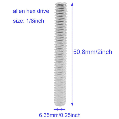 Hex Socket Set Screws Quarter Inch Twenty Threads Cup Point Full Thread Two Inch Length 304 Stainless Steel Grub Screws For Small Object Repair