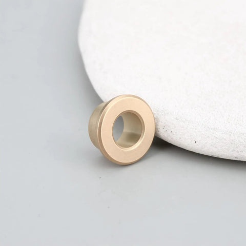 8 Pack Flanged Copper Sleeve Bushings 8 Mm Bore 12 Mm OD 8 Mm Long For Shop Rigs, gold-colored copper bushing on gray background.