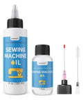 Clear Odorless Sewing Machine Oil and Cleaning Kit with Applicator and Brush, ISO VG 10 Low Viscosity Lubricant for Smooth Needle Bar, Bobbin Area, and Bearings, Reduces Sticking and Noise, 4 oz and 1 oz bottles with brush