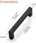 Dimensions of 30 Pack Four And A Half Inch Square Kitchen Cabinet Handles Matte Black Pulls For Cupboards And Drawers Center To Center Spacing