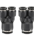 Two Pack Push To Connect Fittings 1/2 In Tube OD To 5/16 In OD Tee Reducer 3 Way Pneumatic Quick Connect Kit For Air Hose