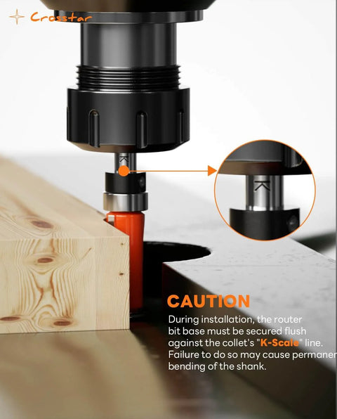 Flush Trim Router Bit Set Four Piece One Quarter Inch Shank Top And Bottom Bearing Carbide Template Guide Bits for woodworking.