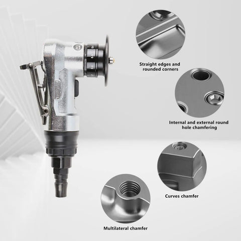 Durable Mini Pneumatic Chamfering Tool In Light Aluminum Alloy Air Powered Deburring Machine for precise chamfering details.