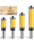 Premium 1 Pc 12Mm Shank Pattern Router Bit With Dual Top Bottom Bearings For Smooth Guided Trim On Wood Carving And DIY Projects Featuring Solid 3/4In Cutter Diameter For Super Duper Results, showcasing various sizes.