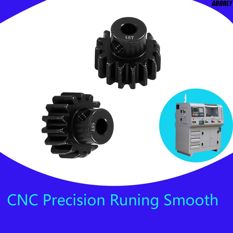2 Pack 15 Tooth Pinion Gear 32 Pitch Hardened Steel CNC Machined Upgrade For RC Cars And Trucks 15T Pinion Compatible With TRX4 TRX6 Slash Rustler Stampede Mini Maxx XRT next to CNC machine