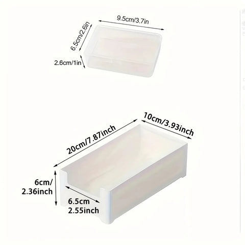 Ultimate Cable Organization Kit with 7 clear mini cases dimensions for charging cables, USB wires, and earphones storage.