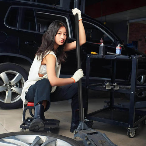 Mechanic using 3 Ton Jack Handle Replacement For Horizontal Hydraulic Jack Heavy Duty Carbon Steel Build With Non Slip Grip