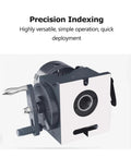 Universal Milling Machine Indexing Head With Tailstock And Indexing Plate For Cnc Routers showing side view with adjustable features.
