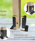 Heavy Duty Adjustable 4x4 Fence Post Anchor Base Brackets Kit For Decks Pergolas Railings Handrails And Mailboxes Floor Flange Mounts 8 Pack with installed view on 4x4 wooden post.