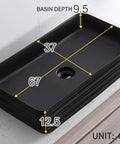 Heavy Duty Ceramic Pedestal Sink With Deep Matte Dark Green Basin, Scratch Resistant Bathroom Washbasin Built Tough As Nails showing dimensions.