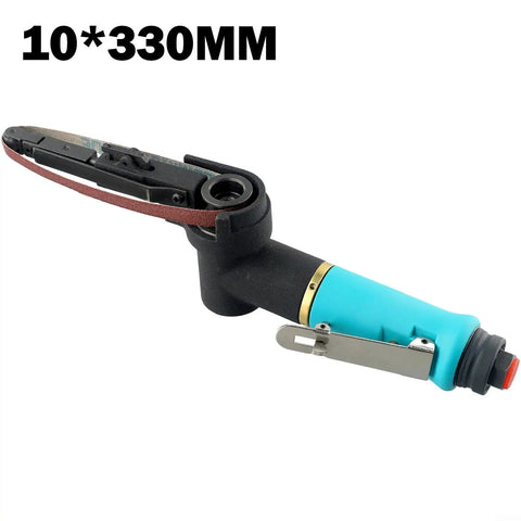 Knockout Heavy Duty Pneumatic Air Belt Sander With 360 Swivel Handle for weld prep, featuring a blue handle and 330mm sanding belt.