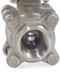 Three Quarter Inch Pneumatic Ball Valve Actuator Stainless Steel Rock-Solid Three-Piece, valve interior view