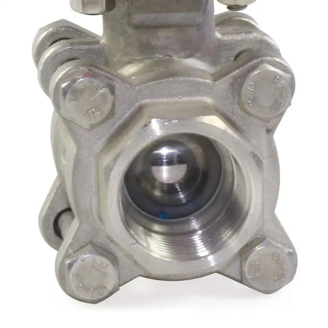 Three Quarter Inch Pneumatic Ball Valve Actuator Stainless Steel Rock-Solid Three-Piece, valve interior view