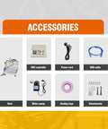 Round Rail 3 Axis Router 6040 Desktop Engraving Machine accessories including CNC controller, power cord, USB cable, and more.