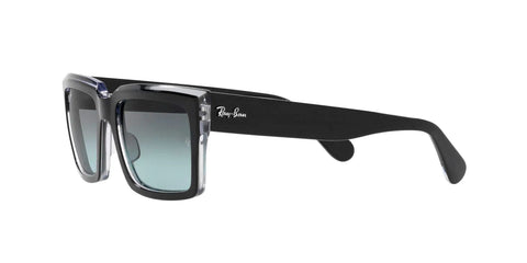 Inverness Rectangular Sunglasses Unisex RB2191 Dope Black On Transparent Frames With Blue Gradient Lenses 54 mm UV Protection